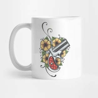 Pocket Handgun with Flowers Tattoo Mug